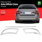 Skoda Superb Krom için Egzoz Çıkışı 3 Parça Set 2015-2019 thumbnail 1