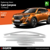 Peugeot 2008 2 için Krom Cam Çerçevesi 12 Parça 2020 Üzeri thumbnail 1