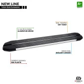 Opel Vivaro Uyumlu A Kısa Şase Newline Krom Yan Basamak 229 Cm 2001-2014 - 1
