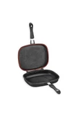 Kare Double Grıll Pan 34 cm Kare Çift Taraflı Tava 2 Parça Siyah - 1
