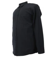 siyah Erkek Büyük Beden Uzun Kol Klasik Gömlek - 3