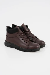 Hakiki Deri Erkek Bağcıklı Bot Fermuarsız Bilek Detaylı Düz Taban Kışlık Bot thumbnail 2