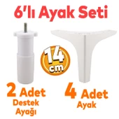 Sedef 6'lı Set Mobilya Tv Ünitesi Çekyat Koltuk Kanepe Destek Ayağı 14 Cm Beyaz Baza Ayakları M8 thumbnail 1