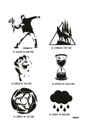 Dik Duruş Geçici Dövme Stencil Seti Spreysiz - 1