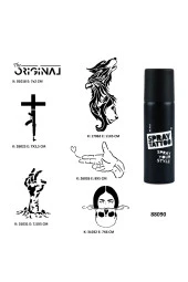 Savaş ve Zombi Spray Tattoo Geçici Dövme Seti Dark Siyah Sprey - 1