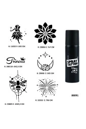Mandala ve Peri Spray Tattoo Geçici Dövme Seti Dark Siyah Sprey - 1