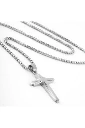 Çelik Zincir Haç Kolye thumbnail 2