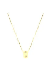 Welch Çelik Minimal Taşlı Top Kolye - 1