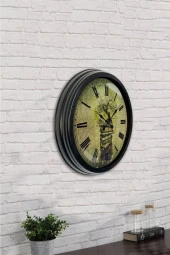 Platin Saat Hediyelik 40 Cm Siyah Metal Kitap Duvar Saati - 2