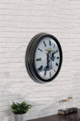 AİB STORE Hediyelik 40 Cm Siyah Metal Para Duvar Saati - 2