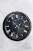 AİB STORE Hediyelik 40 Cm Siyah Metal Roma Mermer Desenli Duvar Saati - 1