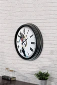 AİB STORE Hediyelik 40 Cm Siyah Metal Sanatsal Duvar Saati - 3