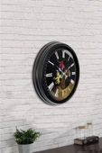 AİB STORE 40 Cm Siyah Metal Vazolu Çiçek Duvar Saati - 4