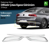 Volkswagen Passat B8.5 için Krom Egzoz Görünümü Difüzör Çıtası 3 Parça 2019 ve Üzeri - 1