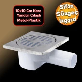 Metal Plastik Yer Süzgeci Banyo Izgara Lavabo Pis Su Gideri Kapak Kapağı Yandan Çıkışlı Sifon 32 mm - 1