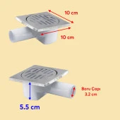 Metal Plastik Yer Süzgeci Banyo Izgara Lavabo Pis Su Gideri Kapak Kapağı Yandan Çıkışlı Sifon 32 mm - 2