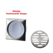 Metal Plastik Yer Süzgeci Banyo Izgara Lavabo Pis Su Gideri Kapak Kapağı Yandan Çıkışlı Sifon 32 mm - 3