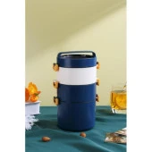 Backpacker Paslanmaz Çelik Yemek Kutusu 1800ML Mavi - 1