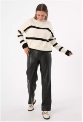 Dikiş Detaylı Deri Pantolon 77066Siyah thumbnail 1