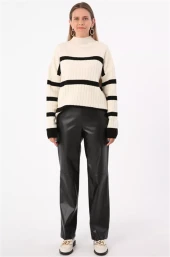 Dikiş Detaylı Deri Pantolon 77066Siyah thumbnail 2