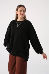 Kontrast Dikiş Detaylı Sweatshirt - 8