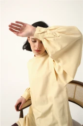 Omuz Pile Detaylı Balon Kol Tunik 50027Sarı thumbnail 1