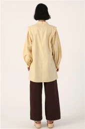 Omuz Pile Detaylı Balon Kol Tunik 50027Sarı thumbnail 4