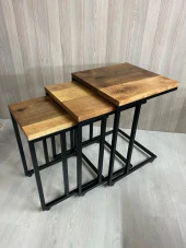 Grand Metal Ceviz Ağacı 3 lü C Sehpa - 2