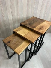 Grand Metal Ceviz Ağacı 3 lü C Sehpa - 3