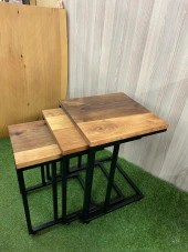 Grand Metal Ceviz Ağacı 3 lü C Sehpa - 4