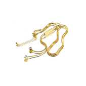 Altın Renk Takı Set7 (Parlak Taşlı Kolye 42cm,Yuvarlak Küpe (3.5cm X 3.5cm),Halka Küpe 25mm) - 2