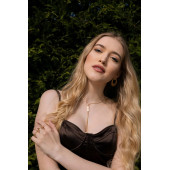 Altın Renk Takı Set7 (Parlak Taşlı Kolye 42cm,Yuvarlak Küpe (3.5cm X 3.5cm),Halka Küpe 25mm) - 3