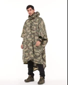 Single Sword Çantalı Su Geçirmez Askeri Kadın&Erkek Panço Yağmurluk, Kamuflaj - 9