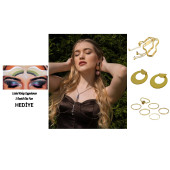 Kolye 2 Adet ,Küpe 2 Adet ve Yüzük Takı Set9 (Liabel Kolay Uygulanan 3 Renkli Göz Farı Hediye) - 1