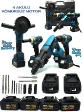 Germany Style GRM99890VFX 4'lü Set 2-26 Şarjlı Kırıcı -Şarjlı Taşlama-13mm Şarjlı Darbeli Matkap-Şa - 1