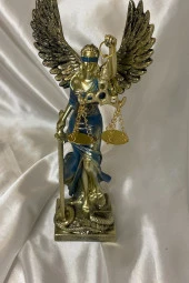 Avukat Adalet Kadın Heykeli Themis Terazi Kanatlı Gold Mavi thumbnail 2