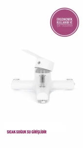 Beyaz Delta  3Lü Set  1 Adet Delta Mutfak Bataryası 1 Adet Lavabo Bataryası 1 Adet Delta batarya thumbnail 2