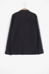 Siyah Shark Baskılı Jean Gömlekli T-shirt Erkek Çocuk 2li Takım 17574 - 5