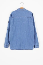 Mavi Logolu Tişörtlü Jean Gömlekli Erkek Çocuk 2li Takım 17570 - 5