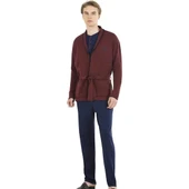 Pierre Cardin Erkek Çeyizlik Uzunkollu Pijama ve Triko Sabahlık 3'lü Set Takım - 4