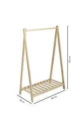 Konfeksiyon Askılık Doğal Ahşap Ayaklı Elbise Askılığı GarRaf 125x86x38 Cm - 3