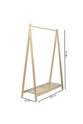 Pinoxi Doğal Ahşap Elbise Askılığı Konfeksiyon Askılık Ayaklı Askılık Tek Raflı 148x106x38 Cm Gardırop - 4