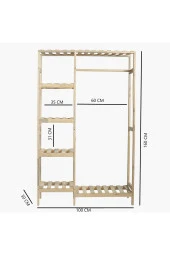 Ahşap Ayaklı Askı Elbise Askısı Çok Amaçlı Dolap Gardırop 30cmx100cmx160cm - 5