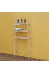 Çamaşır Makinesi Üstü Ahşap Düzenleyici Raf Banyo Rafı Makina Üstü Çok Amaçlı Dolap 3 Katlı - 1
