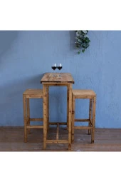 Ahşap Bar Masası Takım Masa 2 Adet Tabure - 5