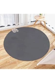 Yuvarlak Comfort Overloklu Antrasit Peluş Halı - 1
