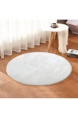 Yuvarlak Comfort Overloklu Beyaz Peluş Halı - 1