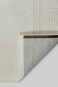Saçaklı Modern Dokuma Halı Glory Oturma Odası Salon Mutfak Halısı Krem Bej T1190b - 3