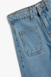 Koton Kız Çocuk İspanyol Paça Kot Pantolon Cep Detaylı Normal Bel - Flare Jean - 3
