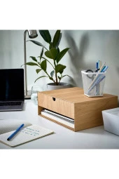 HASTVISKARE Meşe Görünümlü 32x24 cm Çekmeceli Kutu Masa Organizatörü thumbnail 5